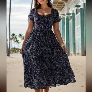 Nwt pin dot puff sleeve dress